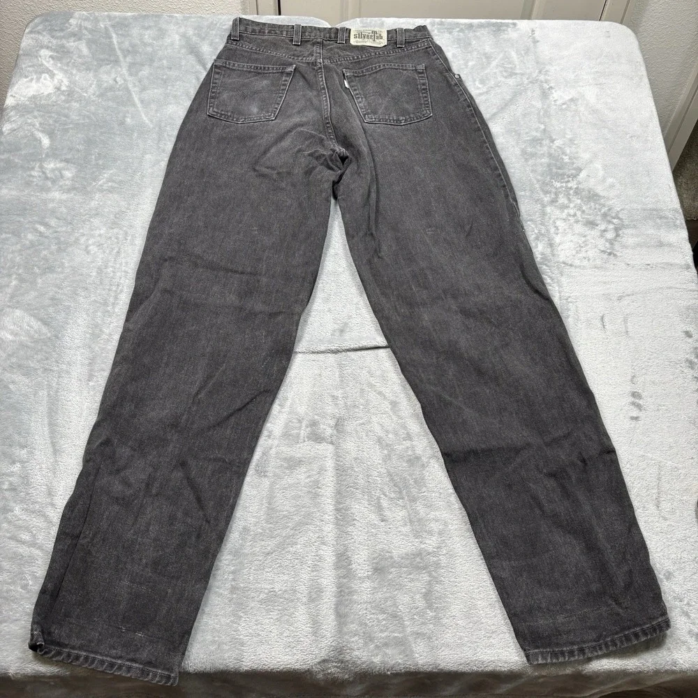 Vintage Levi's Silver Tab Baggy Jeans 90s Made In USA Black Wide Leg Denim 32x36